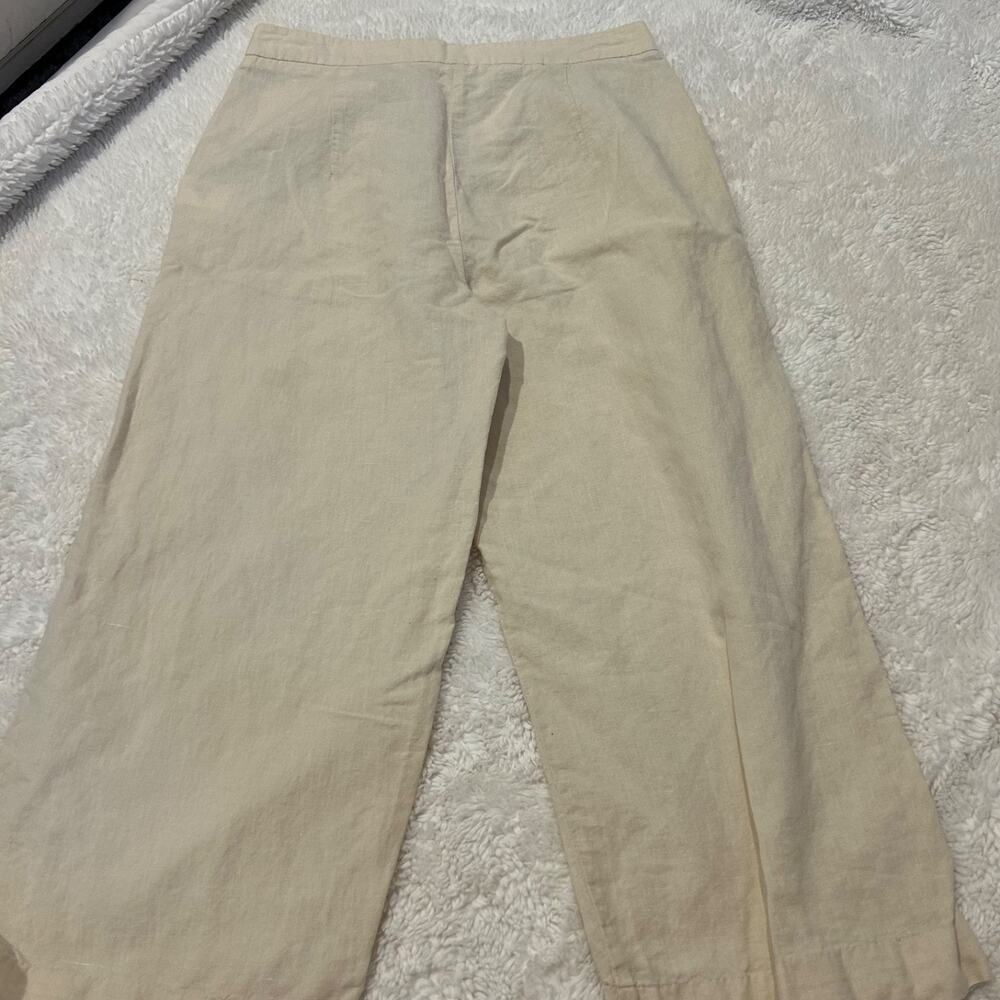 Oak + Fort Womens Sz 8 Beige Cotton Linen Slide Pockets Pants Cottage Core Soft - Picture 3 of 7